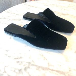 Jill Sander Dark Navy Velvet Slides EU 39.5